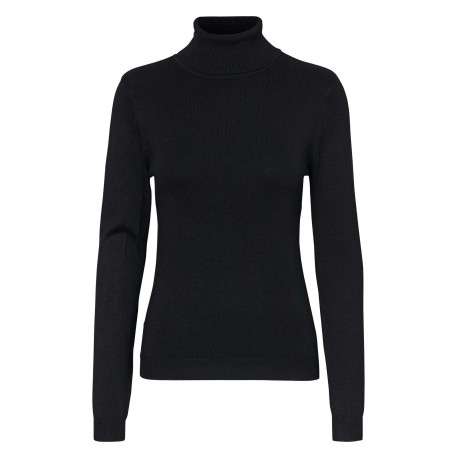 Pull noir uni avec une coupe près du corps et un col roulé - Image 5