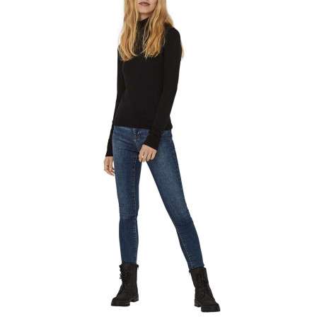 Pull noir uni avec une coupe près du corps et un col roulé - Image 8