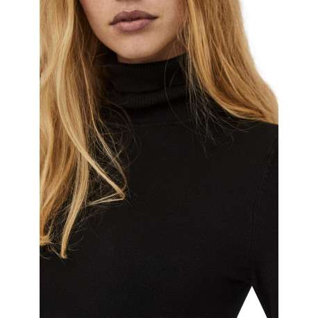 Pull noir uni avec une coupe près du corps et un col roulé - Image 9