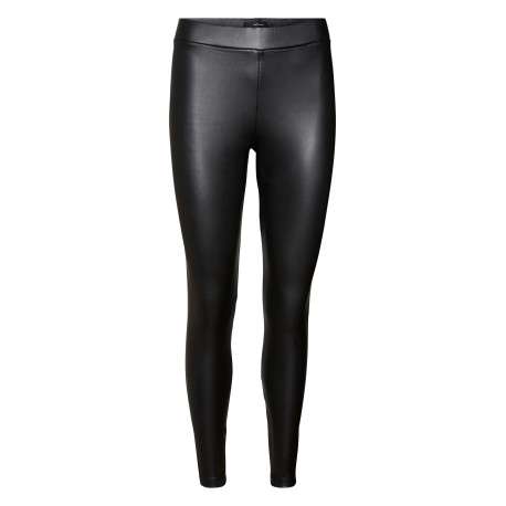Legging noir uni avec une coupe skinny et une taille élastiquée