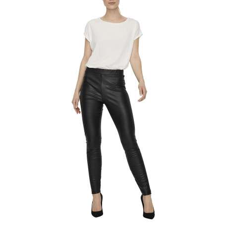 Legging noir uni avec une coupe skinny et une taille élastiquée - Image 3