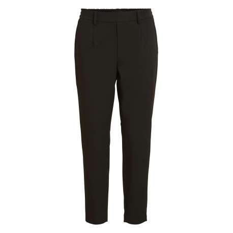 Pantalon noir uni avec une coupe droite et une taille élastiquée