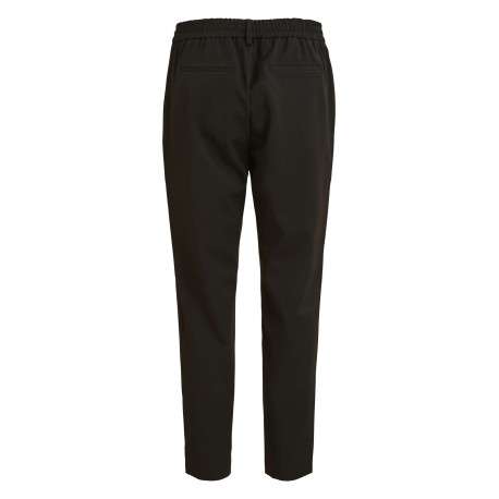 Pantalon noir uni avec une coupe droite et une taille élastiquée - Image 2
