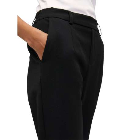 Pantalon noir uni avec une coupe droite et une taille élastiquée - Image 5
