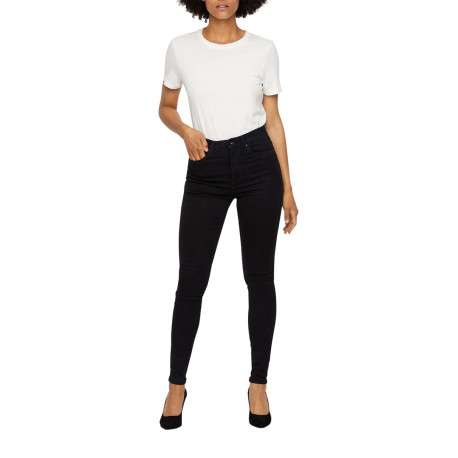 Pantalon Sophia noir en coton mélangé uni coupe slim 5 Poches - Image 6