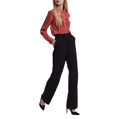 Pantalon Chino Maya noir uni à coupe bootcut avec dos élastiqué - Image 4