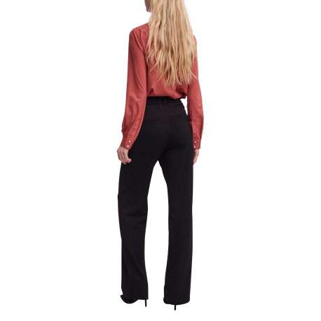 Pantalon Chino Maya noir uni à coupe bootcut avec dos élastiqué - Image 6