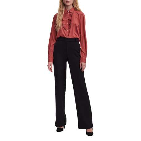 Pantalon Chino Maya noir uni à coupe bootcut avec dos élastiqué - Image 7
