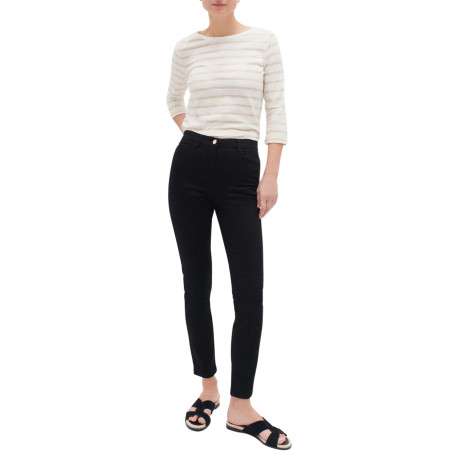 Pantalon en coton mélangé noir avec une coupe slim et une taille intermédiaire