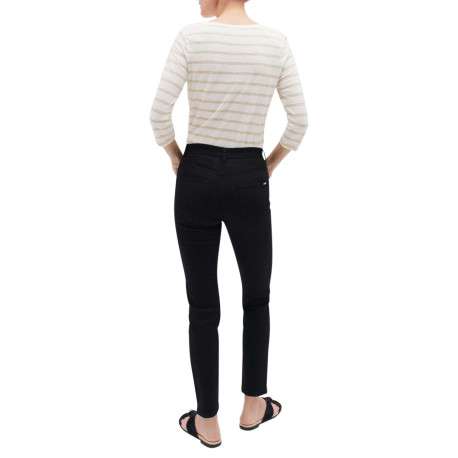 Pantalon en coton mélangé noir avec une coupe slim et une taille intermédiaire - Image 2