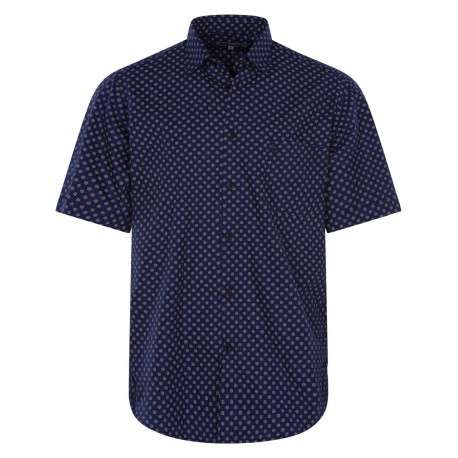 Chemise en coton marine avec une coupe droite et un col français