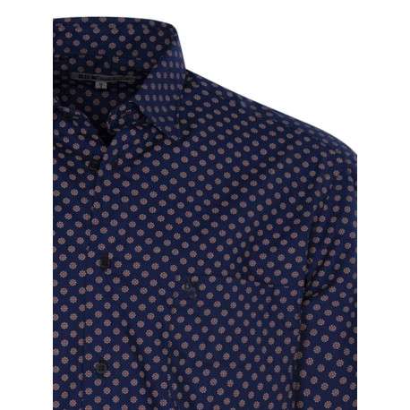 Chemise en coton marine avec une coupe droite et un col français - Image 3