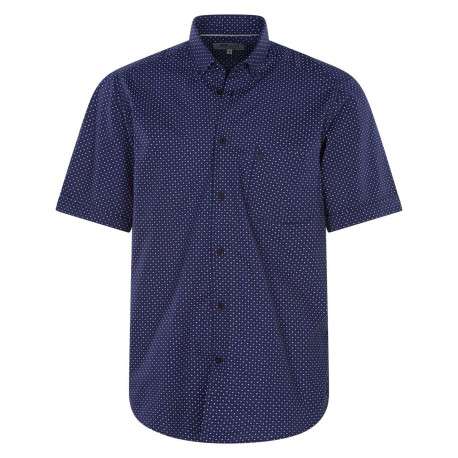 Chemise en coton marine avec une coupe droite et un col américain