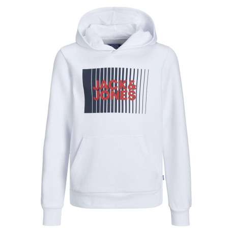 Sweat à capuche blanc avec une coupe droite et un imprimé sur la poitrine