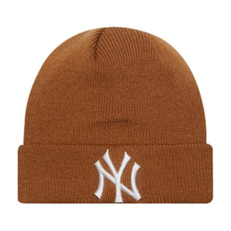 Bonnet rouille uni côtelé avec NY en blanc brodé sur le revers