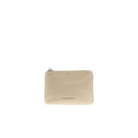 Porte-monnaie or uni en simili-cuir avec une fermeture zippée