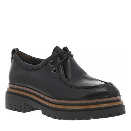 Derbies en cuir noir à semelle chunky et à lacets ronds noirs 