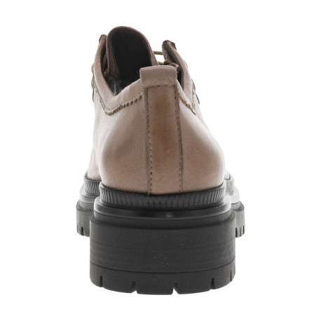 Derbies en cuir taupe à semelle chunky et à lacets ronds noirs - Image 4