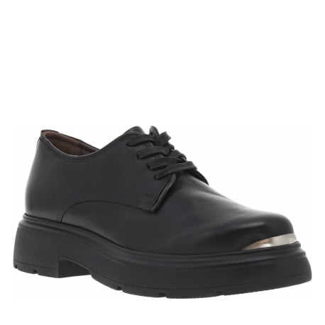 Derbies en cuir noir à extérieure antidérapante et à lacets plats