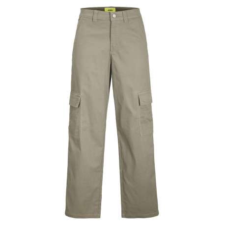 Pantalon Cargo kaki uni avec une coupe regular fit et des poches latérales