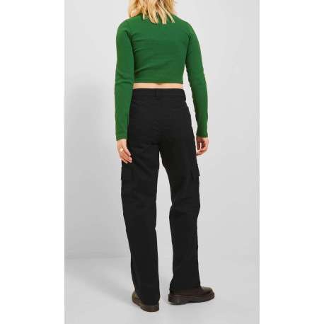 Pantalon Cargo noir uni avec une coupe regular fit et des poches arrières - Image 5