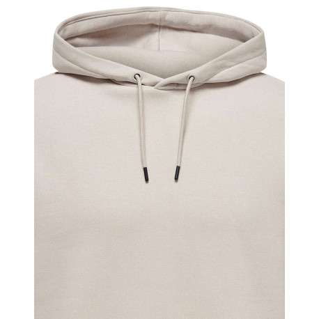 Sweat écru uni coupe droite avec un col à capuche et une poche kangourou - Image 3