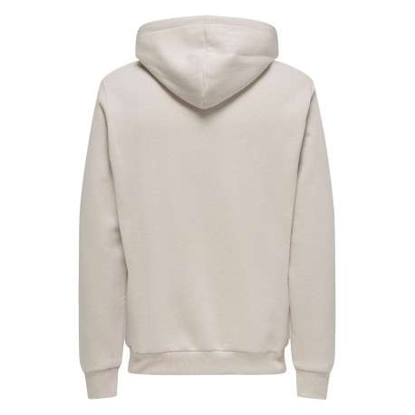 Sweat écru uni coupe droite avec un col à capuche et une poche kangourou - Image 2