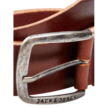 Ceinture Paul en cuir marron unie avec boucle carrée en métal - Image 2