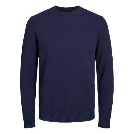 Pull bleu chiné Lambswool Knit Crew Neck Ln en laine mélangée et col rond