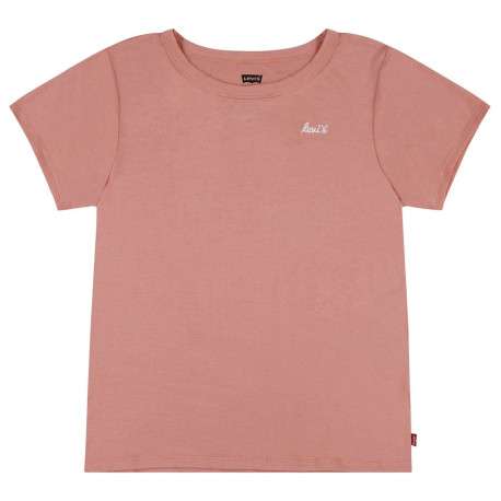 T-shirt pêche uni avec nom de la marque brodé en blanc sur la poitrine