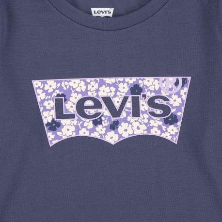 Tee-shirt marine uni à manches longues avec logo de la marque en imprimé floral - Image 3
