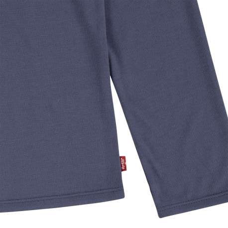 Tee-shirt marine uni à manches longues avec logo de la marque en imprimé floral - Image 4