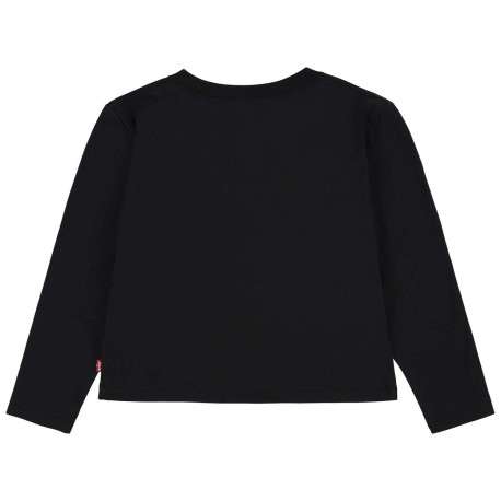 T-shirt noir uni à manches longues avec logo de la marque collé en strass - Image 2