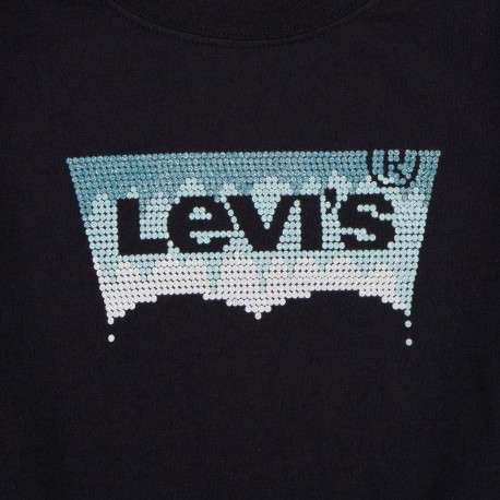 T-shirt noir uni à manches longues avec logo de la marque collé en strass - Image 3
