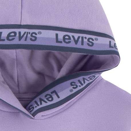 Sweat lilas uni avec nom de la marque inscrit sur la capuche - Image 3
