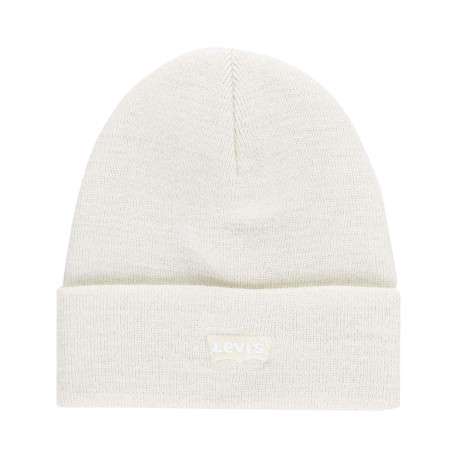 Bonnet blanc uni avec le logo de la marque brodé sur le revers