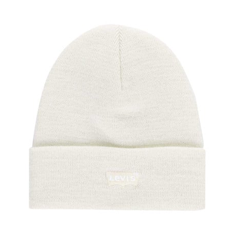 Bonnet blanc uni avec le logo de la marque brodé sur le revers