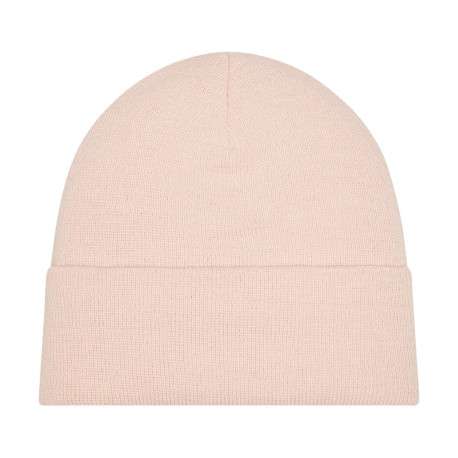 Bonnet rose uni avec le logo de la marque brodé sur le revers - Image 2