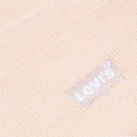 Bonnet rose uni avec le logo de la marque brodé sur le revers - Image 3