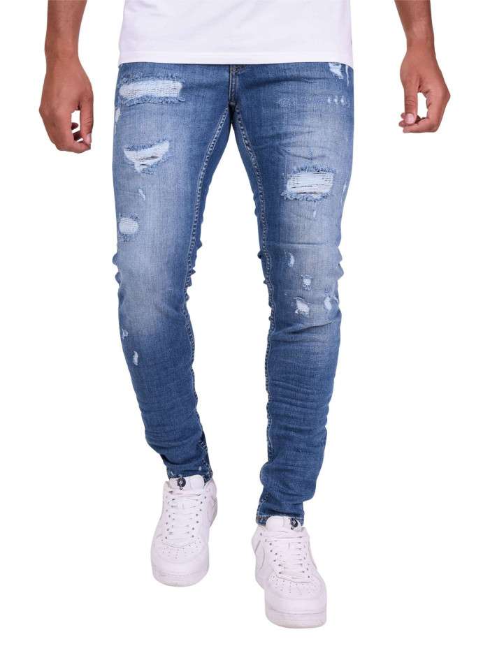 Jean bleu en coton effet...