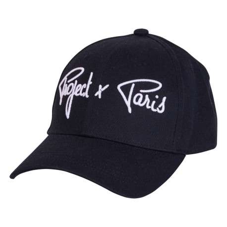 Casquette noire unie en coton à visière courbée et à logo brodé en blanc