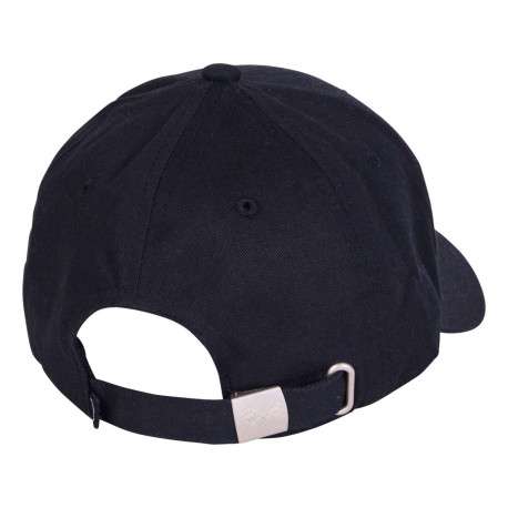 Casquette noire unie en coton à visière courbée et à logo brodé en blanc - Image 2