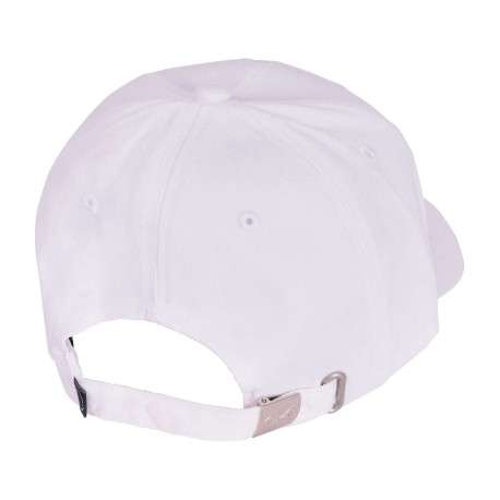 Casquette blanche unie en coton à visière courbée et logo brodé en noir - Image 2