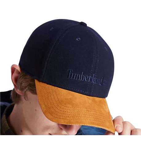 Casquette en laine bleu marine bicolore avec visière en camel - Image 4