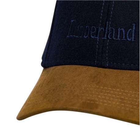 Casquette en laine bleu marine bicolore avec visière en camel - Image 5