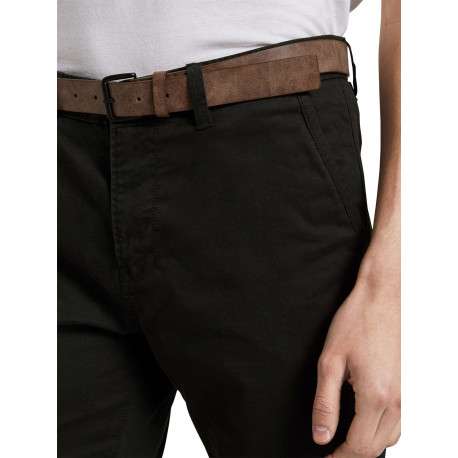 Pantalon Chino en coton noir uni avec une coupe slim et poches latérales - Image 12