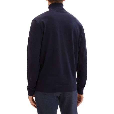 Pull marine chiné à coupe droite col roulé et à manches longues - Image 2