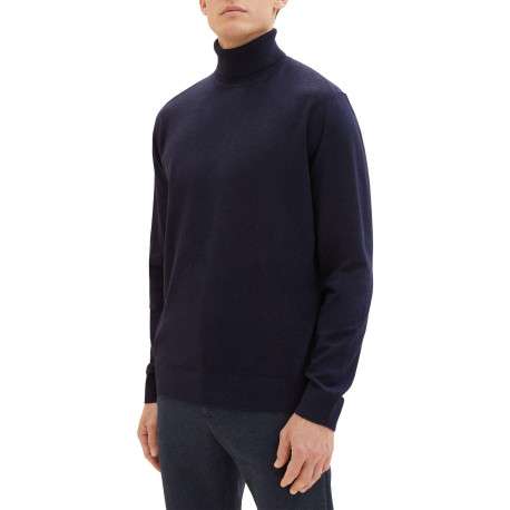 Pull marine chiné à coupe droite col roulé et à manches longues - Image 6