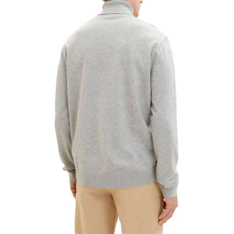 Pull gris clair chiné à coupe droite col roulé et à manches longues - Image 2