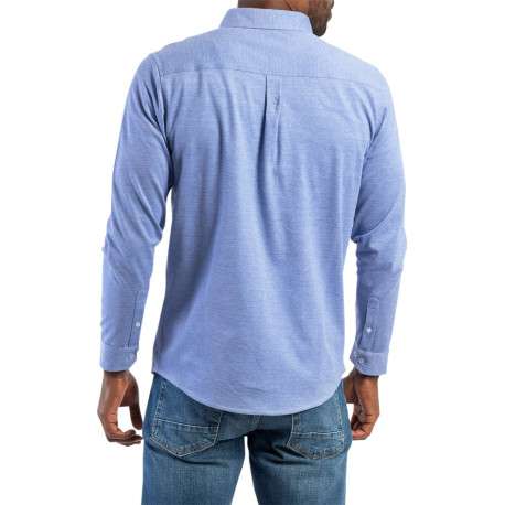Chemise en coton ciel chinée avec une coupe droite et un col américain - Image 2